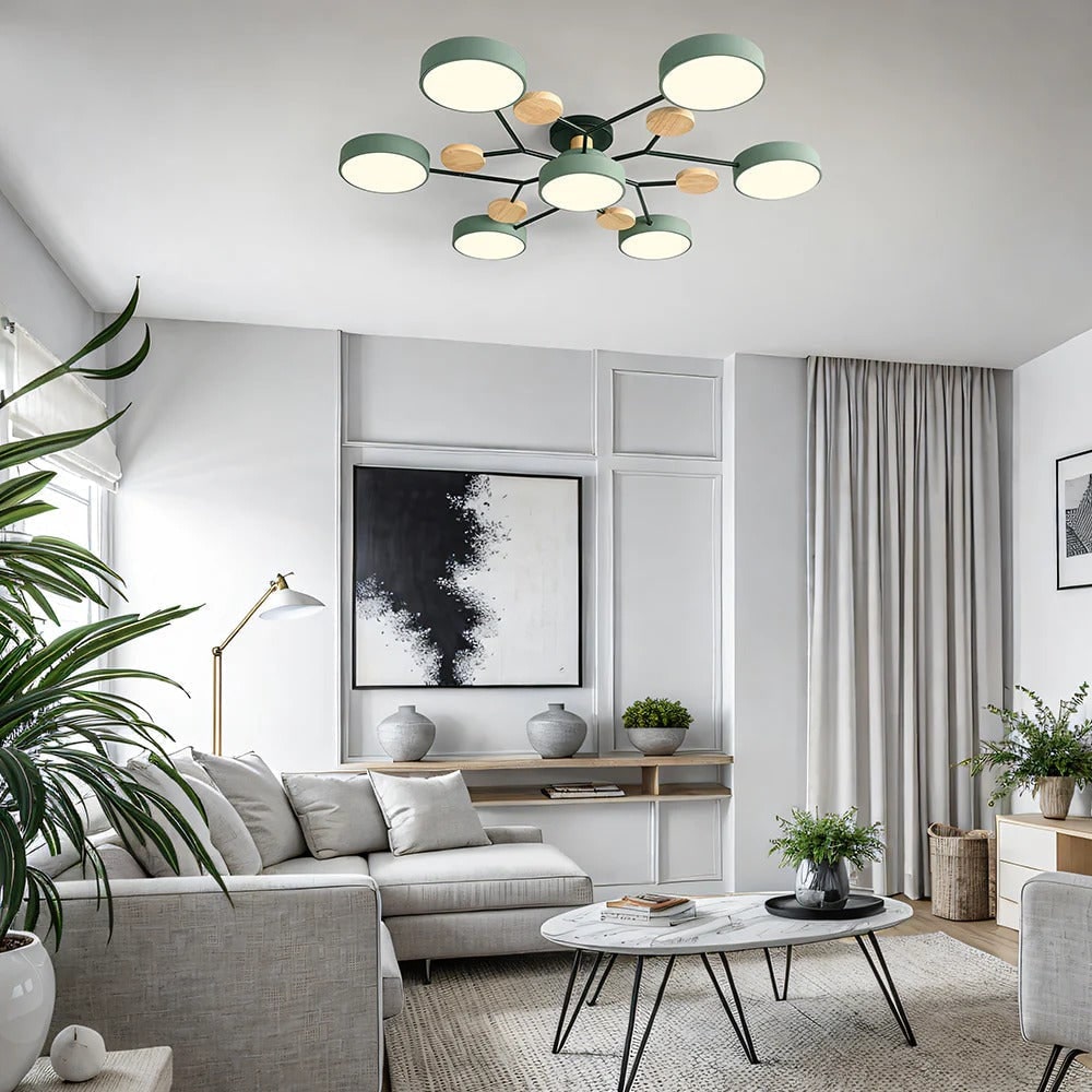 LED Ceiling Light Semi-Flush Ceiling Light Light Modern Multi-Arm Wood - Image 3