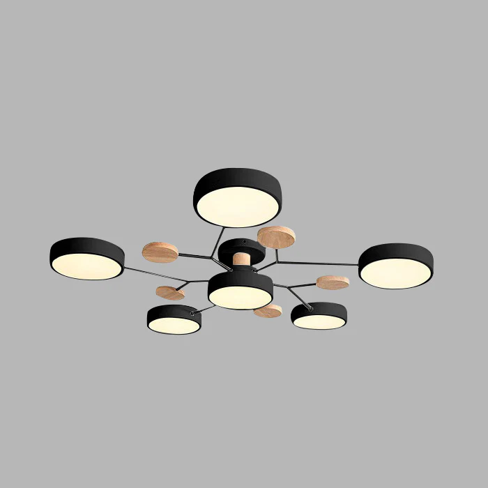 LED Ceiling Light Semi-Flush Ceiling Light Light Modern Multi-Arm Wood - Image 31