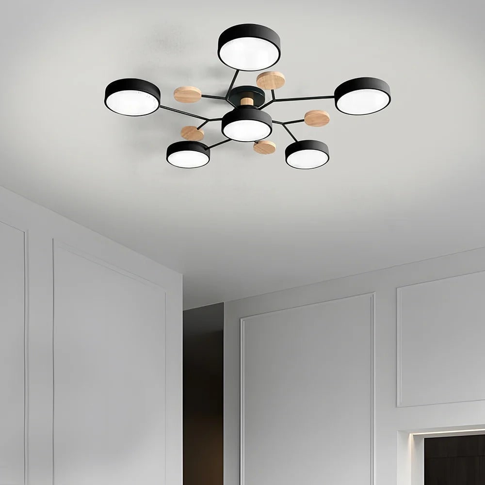 LED Ceiling Light Semi-Flush Ceiling Light Light Modern Multi-Arm Wood - Image 32