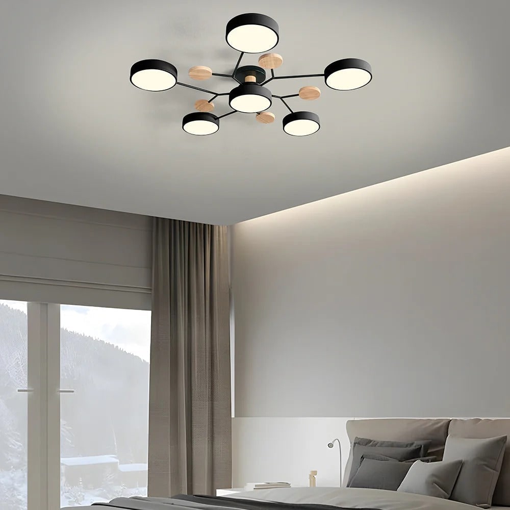 LED Ceiling Light Semi-Flush Ceiling Light Light Modern Multi-Arm Wood - Image 34