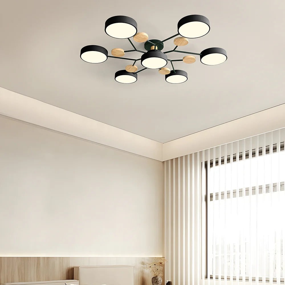 LED Ceiling Light Semi-Flush Ceiling Light Light Modern Multi-Arm Wood - Image 36