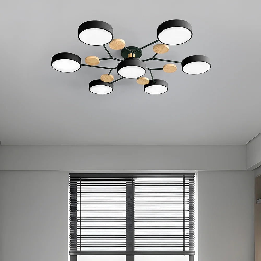 LED Ceiling Light Semi-Flush Ceiling Light Light Modern Multi-Arm Wood - Image 37