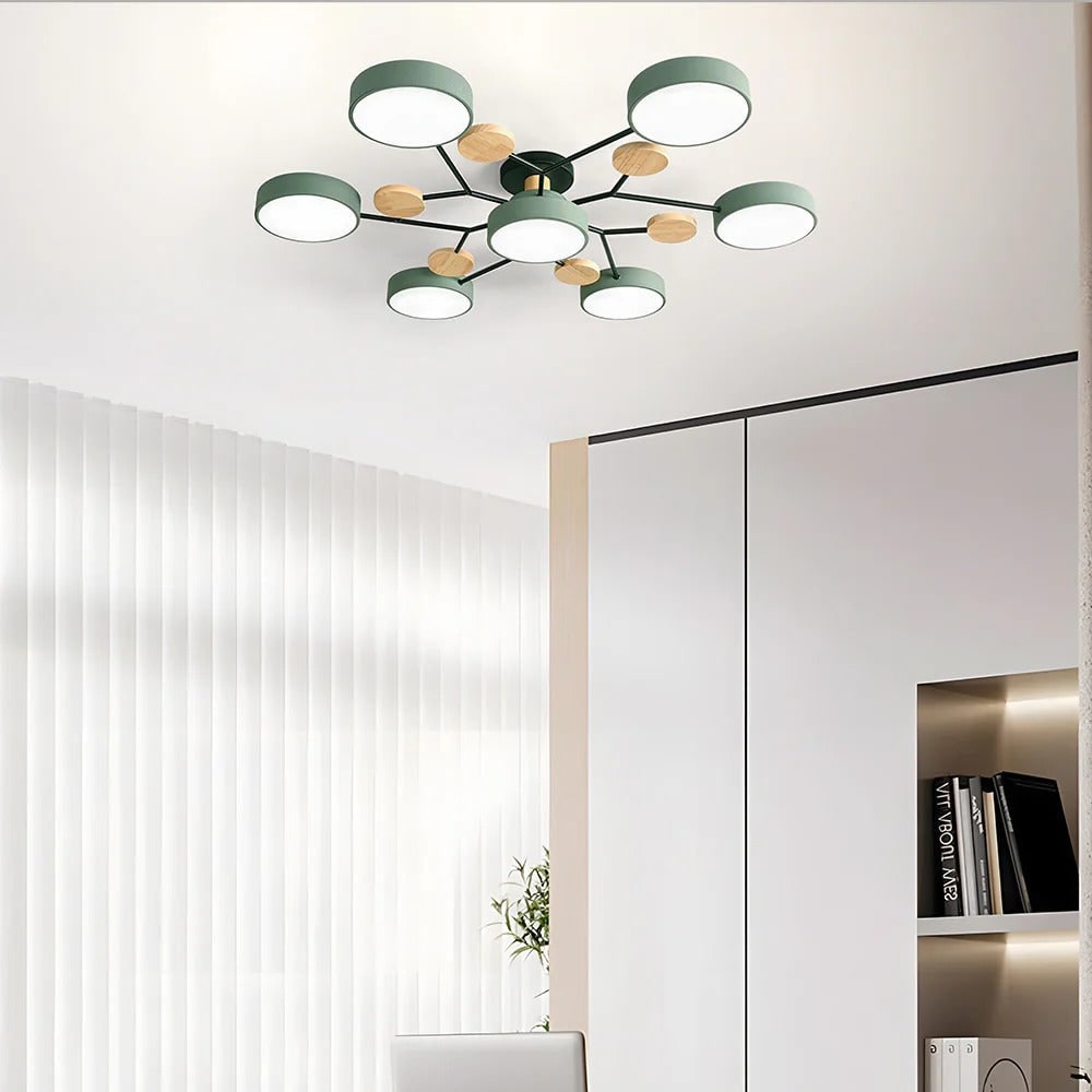 LED Ceiling Light Semi-Flush Ceiling Light Light Modern Multi-Arm Wood - Image 4