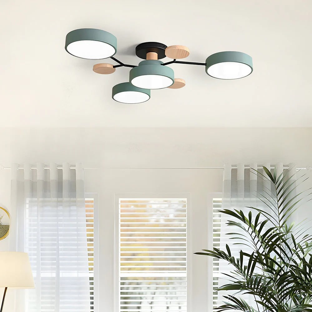LED Ceiling Light Semi-Flush Ceiling Light Light Modern Multi-Arm Wood - Image 40