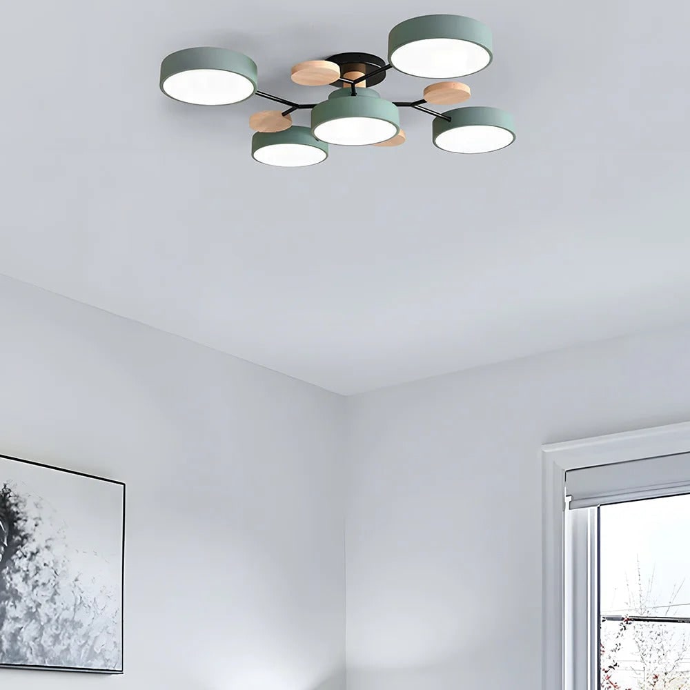 LED Ceiling Light Semi-Flush Ceiling Light Light Modern Multi-Arm Wood - Image 42