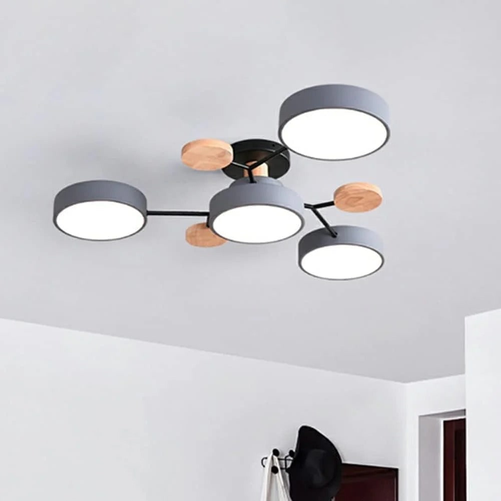 LED Ceiling Light Semi-Flush Ceiling Light Light Modern Multi-Arm Wood - Image 6