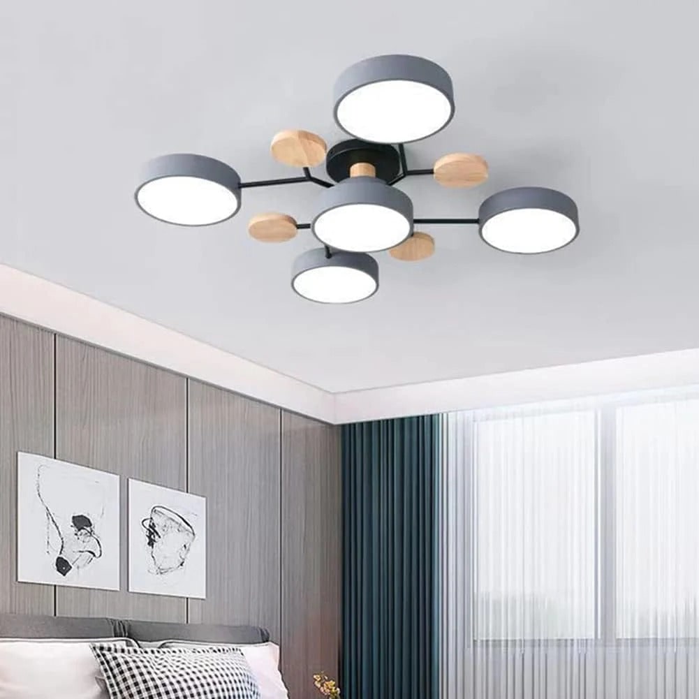 LED Ceiling Light Semi-Flush Ceiling Light Light Modern Multi-Arm Wood - Image 8