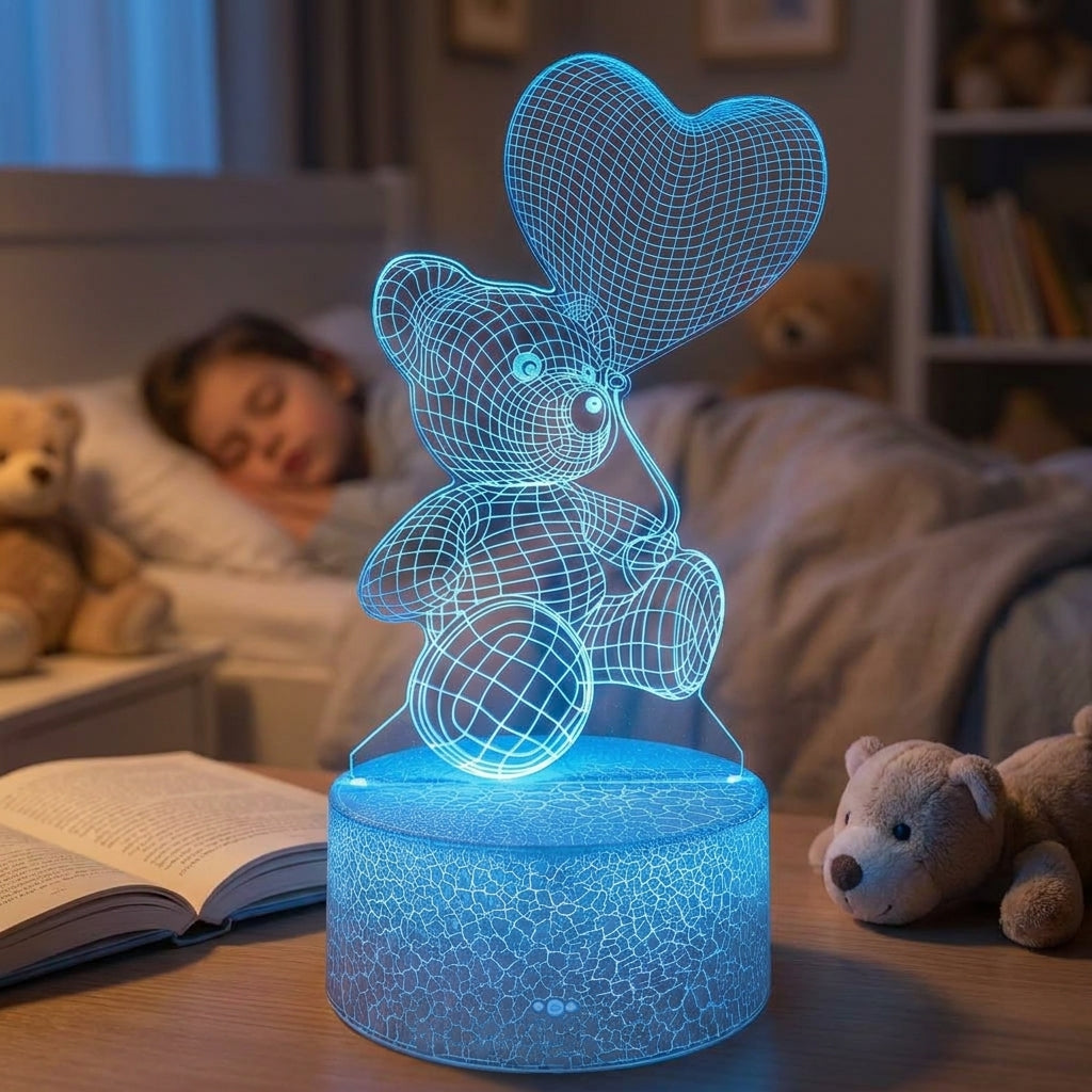 LED Lamp Battery Operated Lamp LED Night Light 3D Illusion Bear - Image 15
