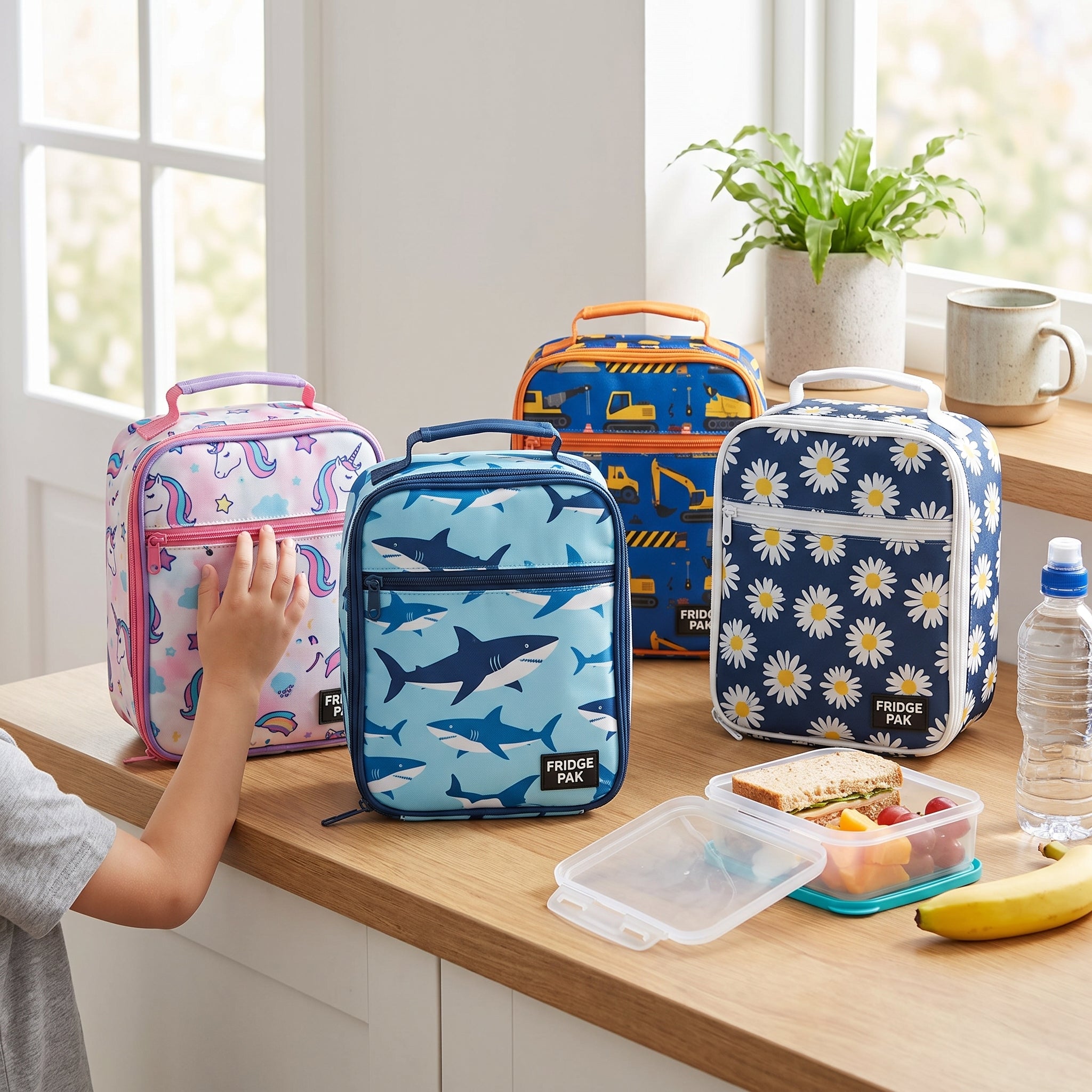 Lunch Bag Insulated Childrens Colorful Patterned Soft Sided - in-use
