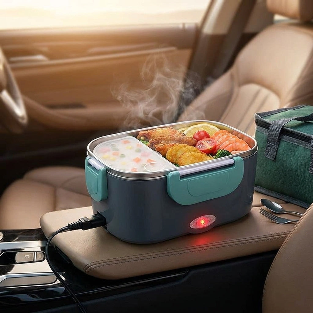 lunch box electric food warmer portable stainless steel AC car adapter - Image 3