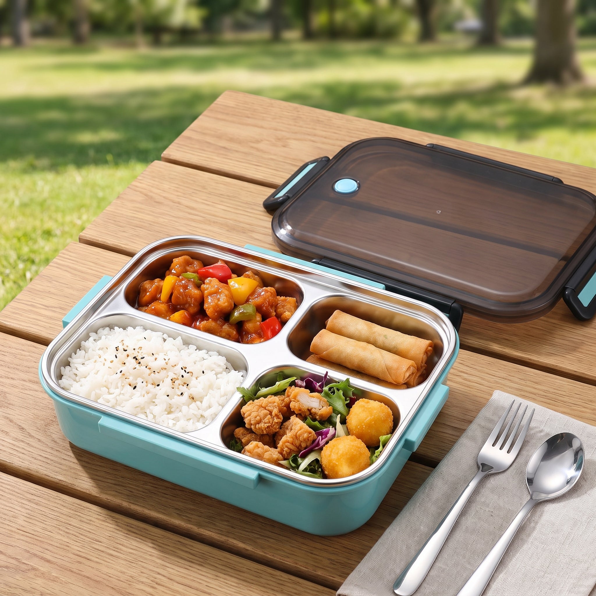Insulated Lunch Box Bento Leak Proof Compartment 1000ml - Image 4