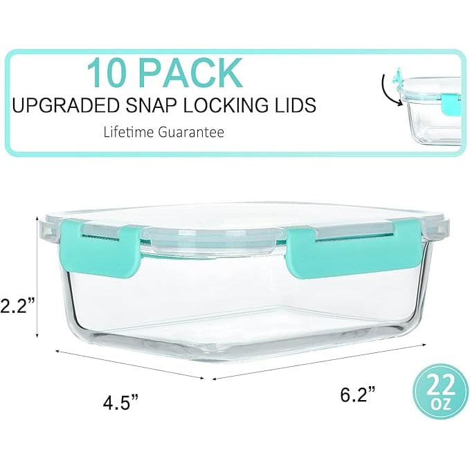 Meal Prep Containers Glass Food Microwave Safe Glass - Image 2