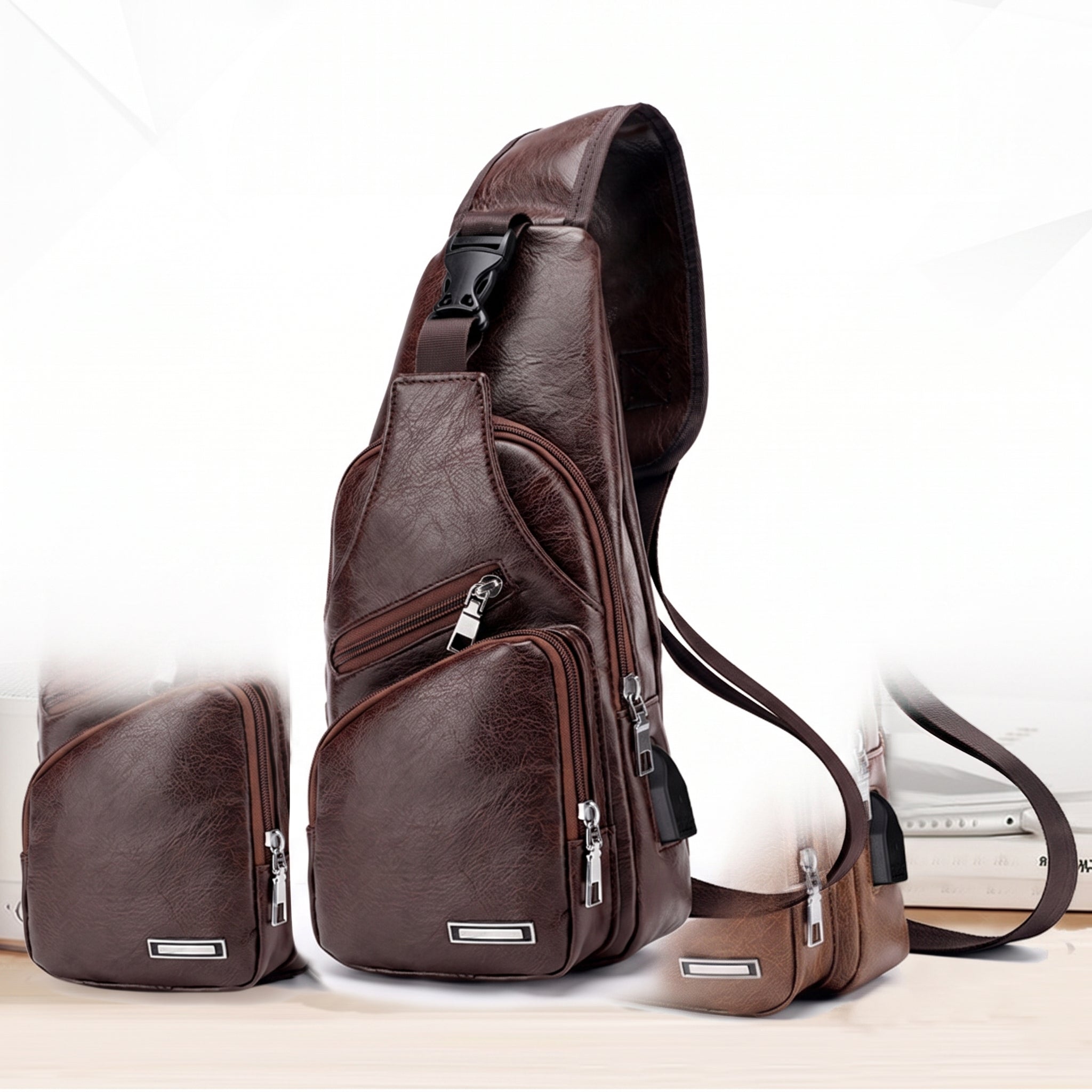 Travel Bag Shoulder Sling Leather USB - studio