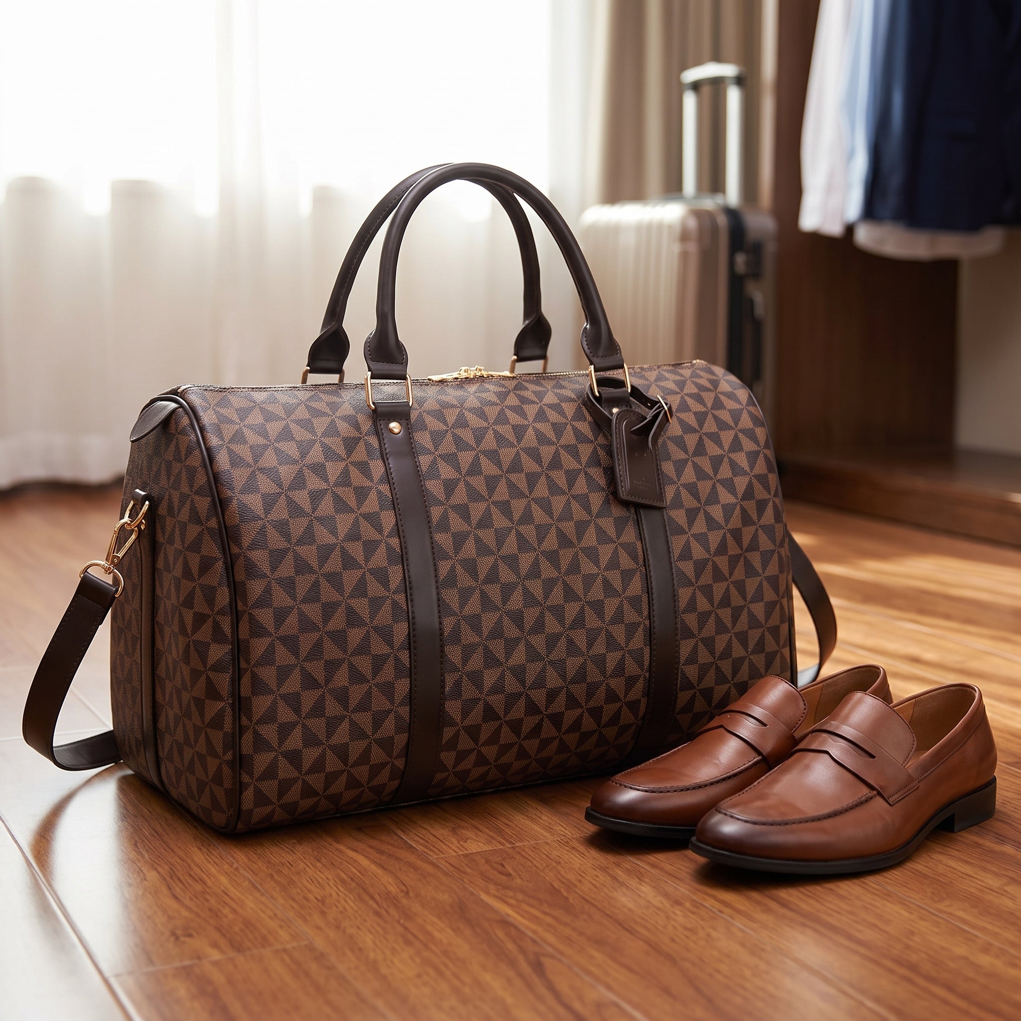 Travel Bag Duffel Weekender Geometric Pattern Men - scale