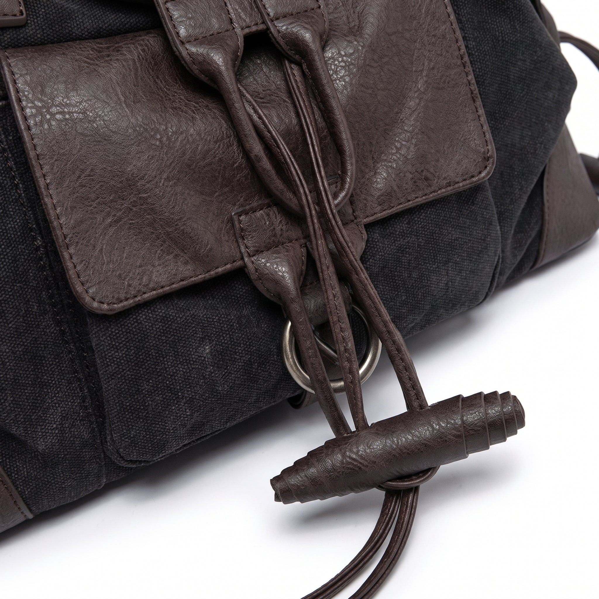 Men's Travel Bag Shoulder Bag Gym Bag Canvas Leather Duffel Weekender - detail