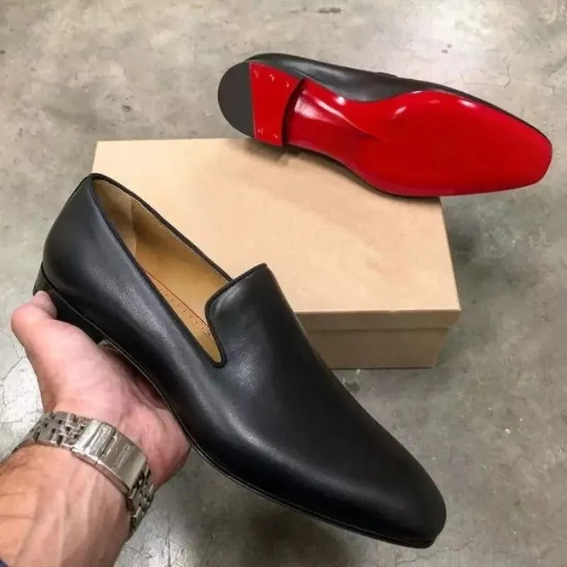 Men's Dress Shoes Red Bottom Shoes Slip Leather Shoes - Image 1