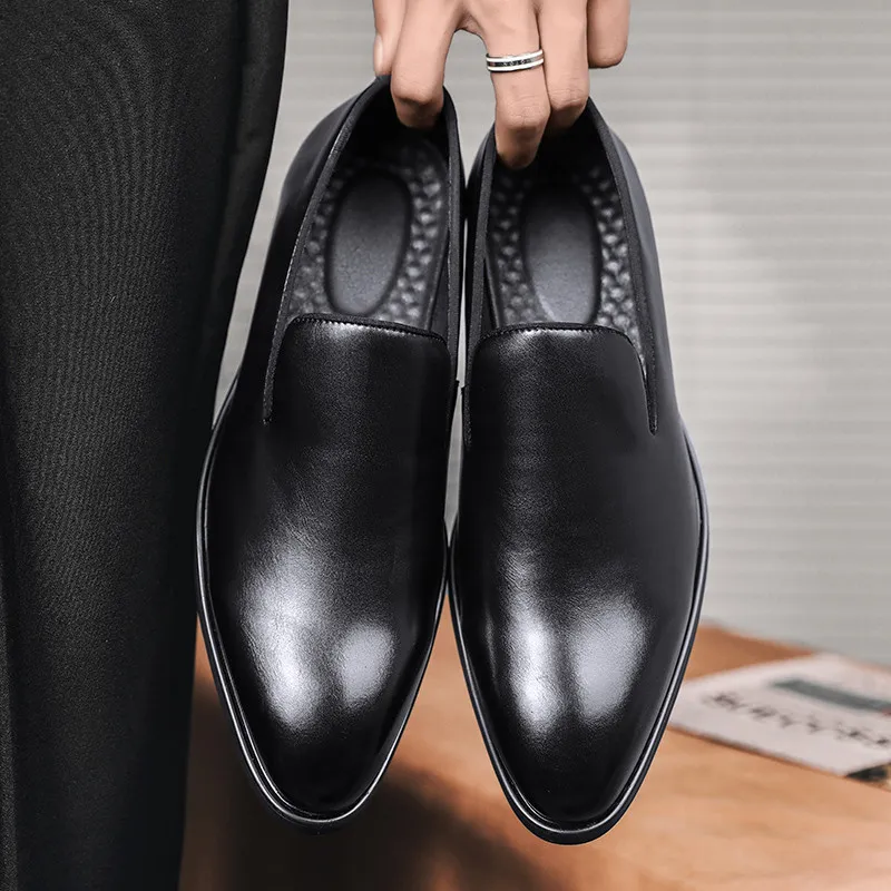 Men's Dress Shoes Red Bottom Shoes Slip Leather Shoes - Image 5