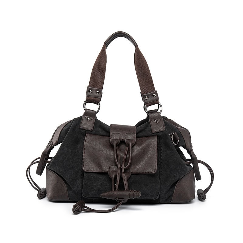 Men's Travel Bag Shoulder Bag Gym Bag Canvas Leather Duffel Weekender - Image 1