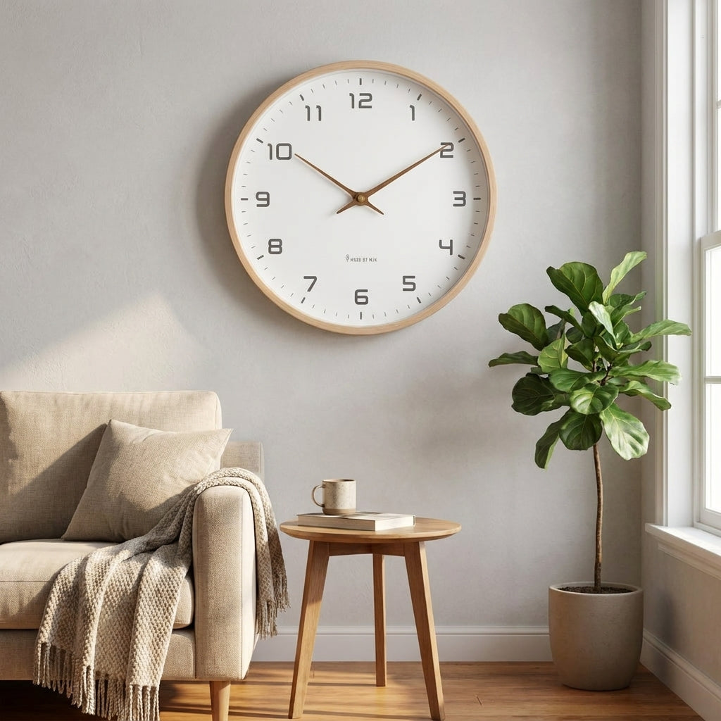 Modern Wall Clock Minimalist Wall Clock Silent Decorative Wood Frame - Image 1