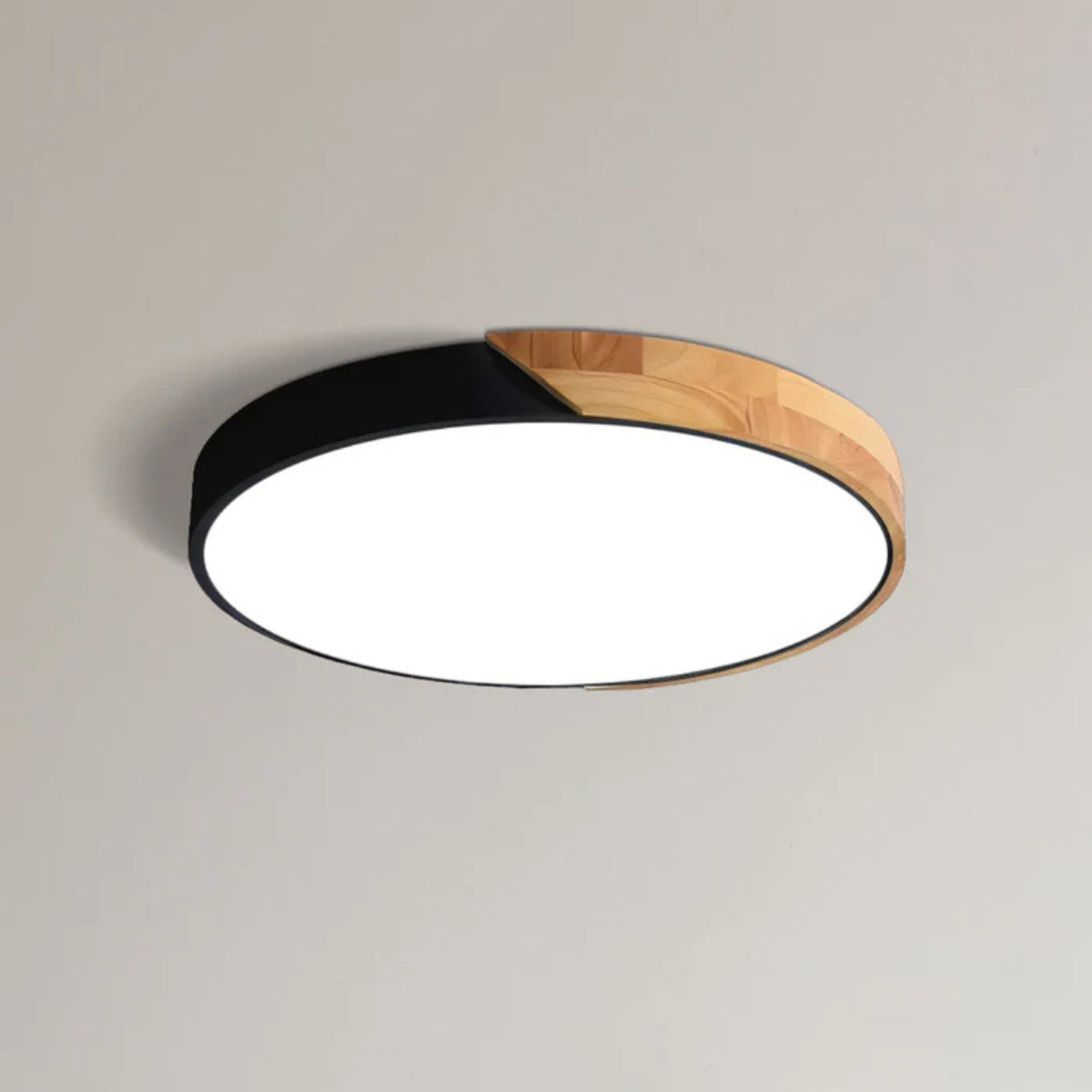 Modern Wood Circular Flush Mount Ceiling Light With Acrylic - Image 2