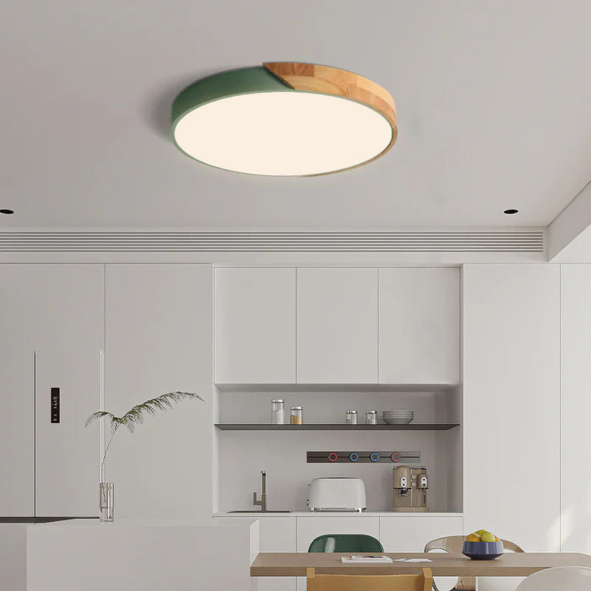 Modern Wood Circular Flush Mount Ceiling Light With Acrylic - Image 4
