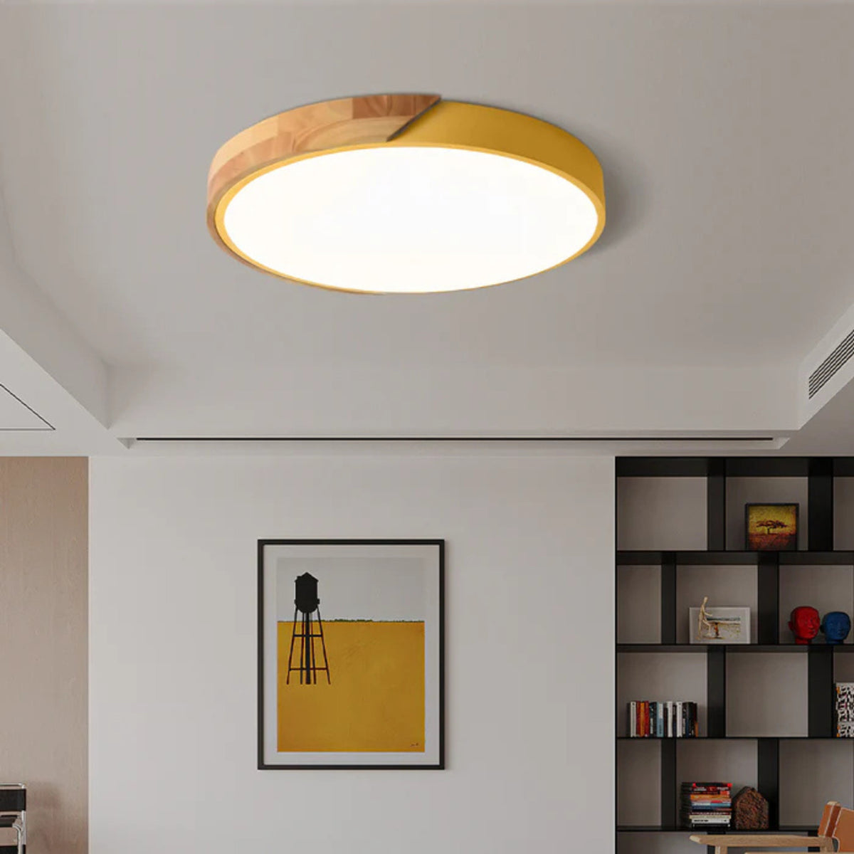 Modern Wood Circular Flush Mount Ceiling Light With Acrylic - Image 5