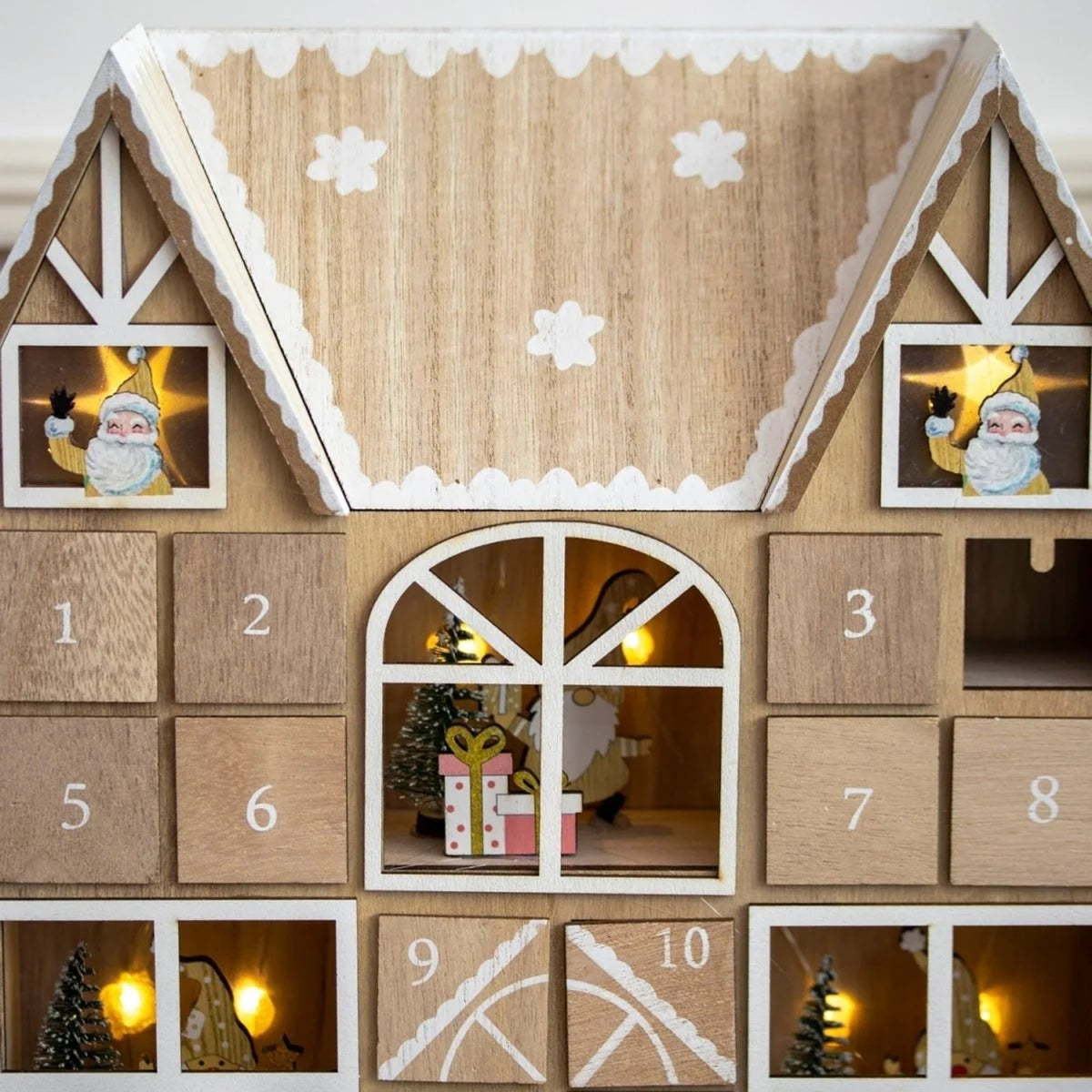 Natural LED Christmas Advent Calendar With 24 Compartments - Image 3
