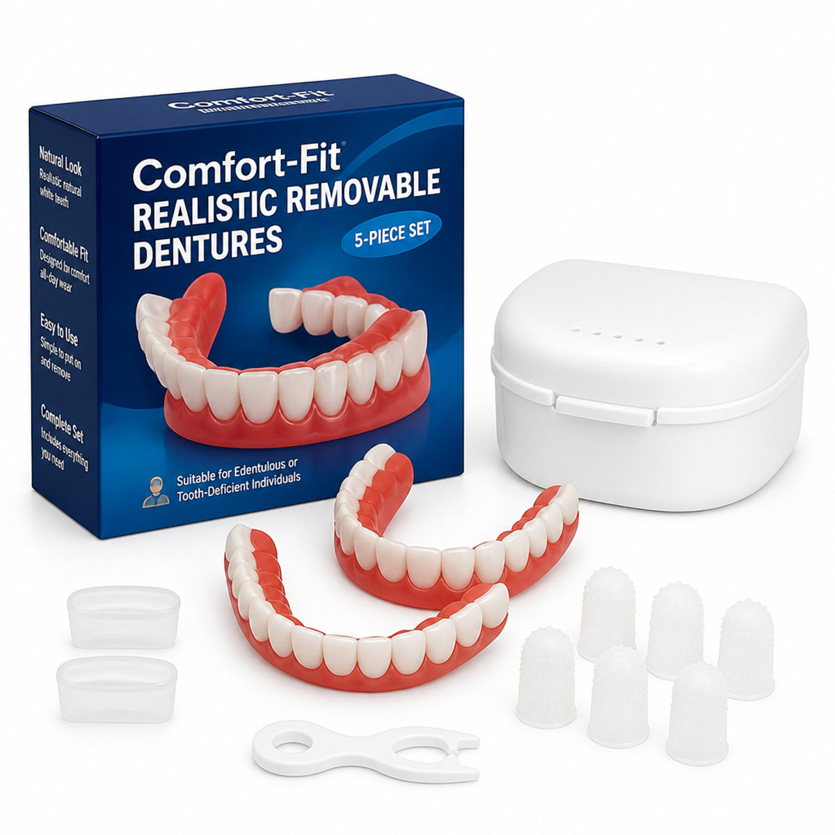 Natural White Realistic Removable Dentures For Comfort Fit And Easy Wear - Image 1
