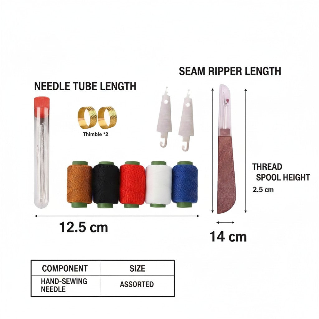 self-threading needle kit dimensions and size guide
