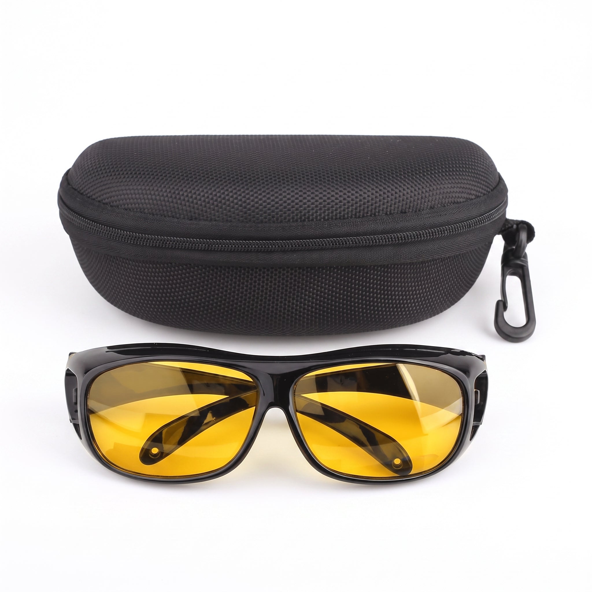 Night Driving Glasses Anti Glare Yellow Lenses Black Hard Case - studio