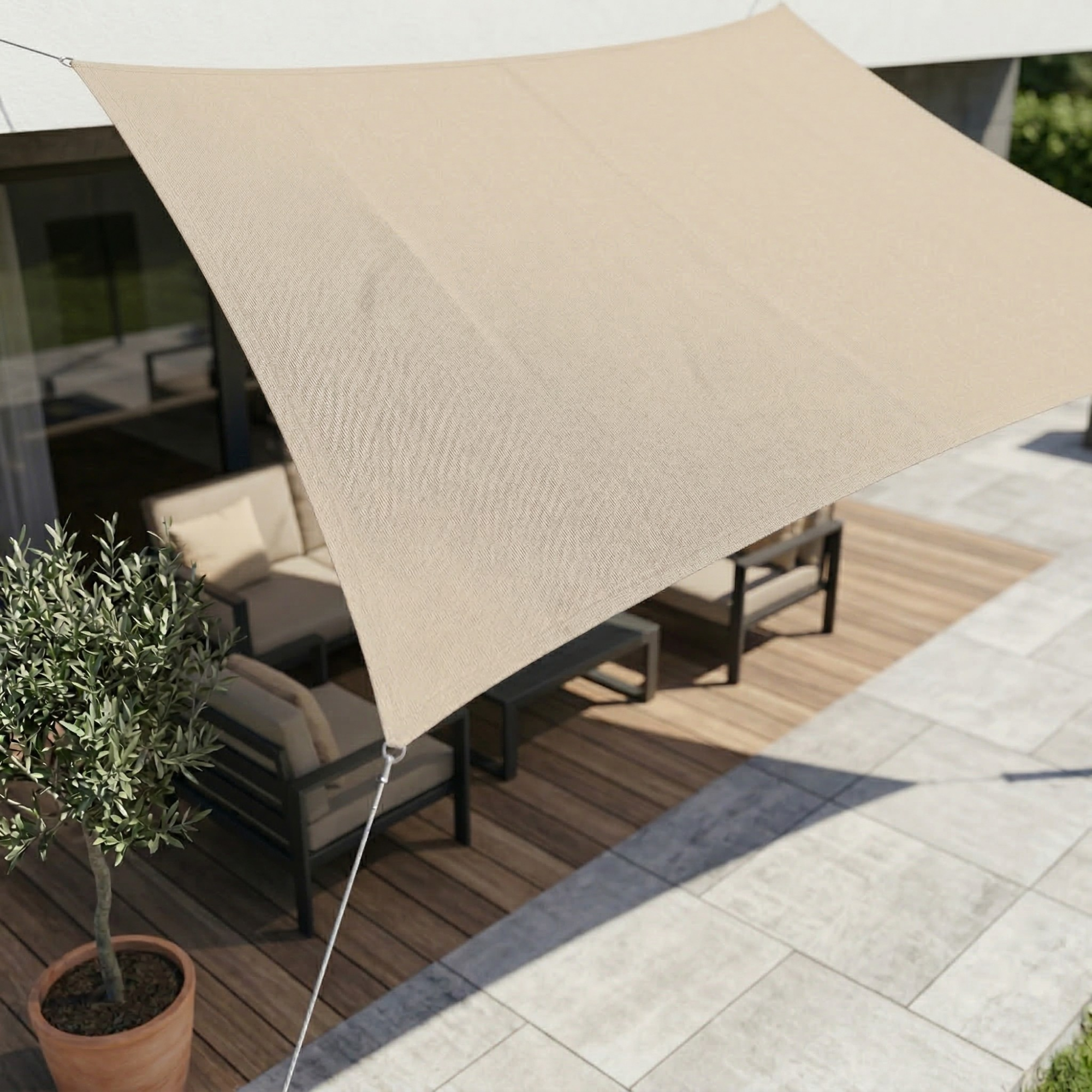 Patio Shade Sail Outdoor Sun Shade Rectangular Canopy Dark Grey - Image 10