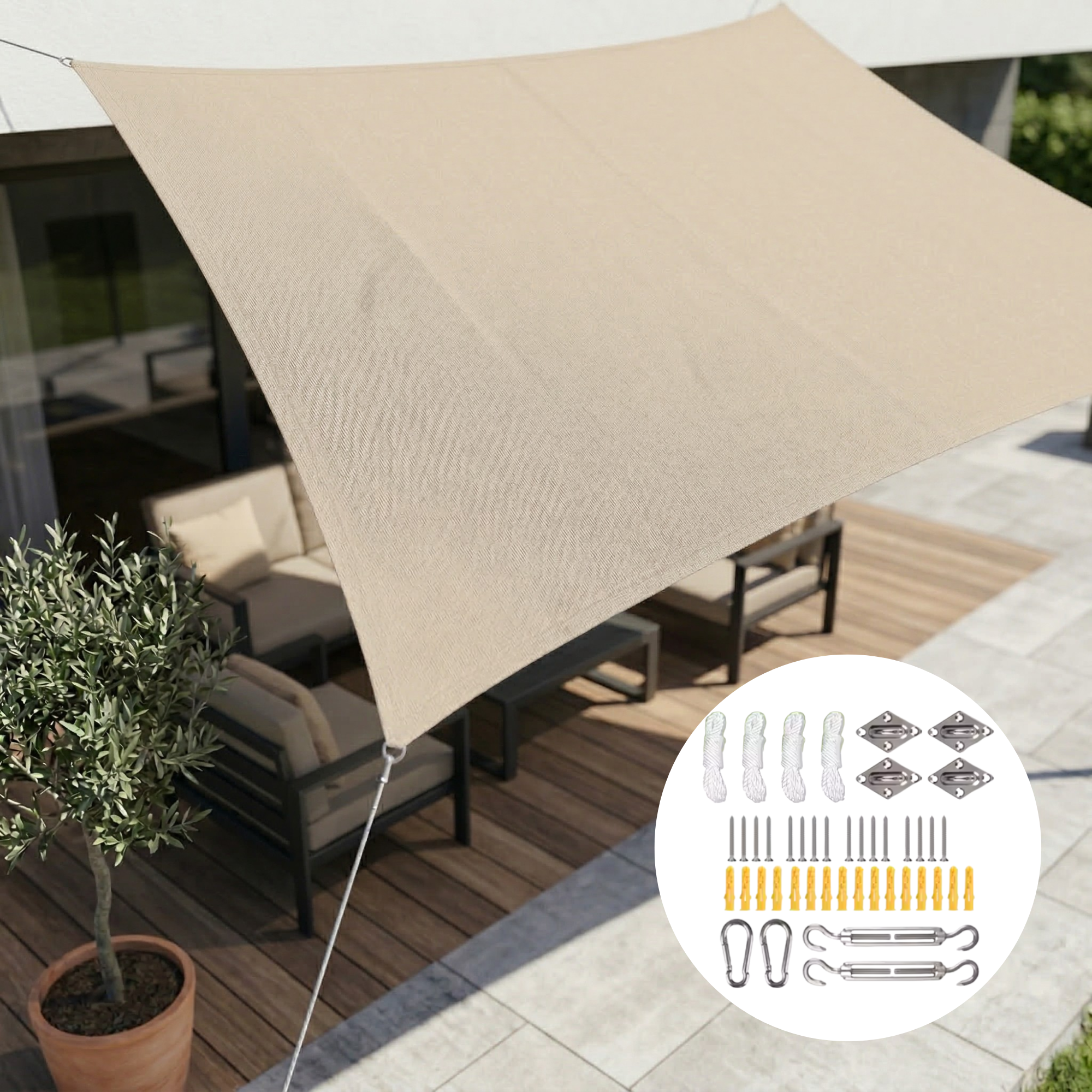 Patio Shade Sail Outdoor Sun Shade Rectangular Canopy Dark Grey - Image 15