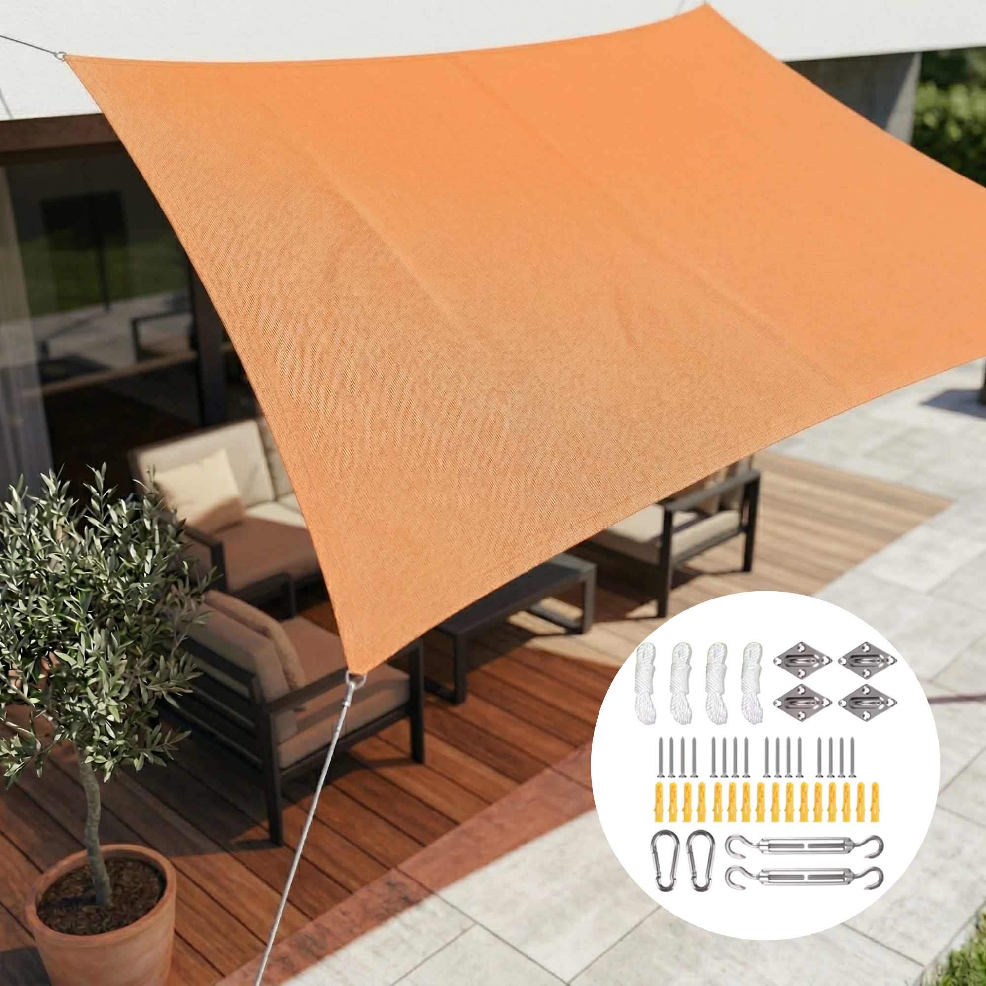 Patio Shade Sail Outdoor Sun Shade Rectangular Canopy Dark Grey - Image 18