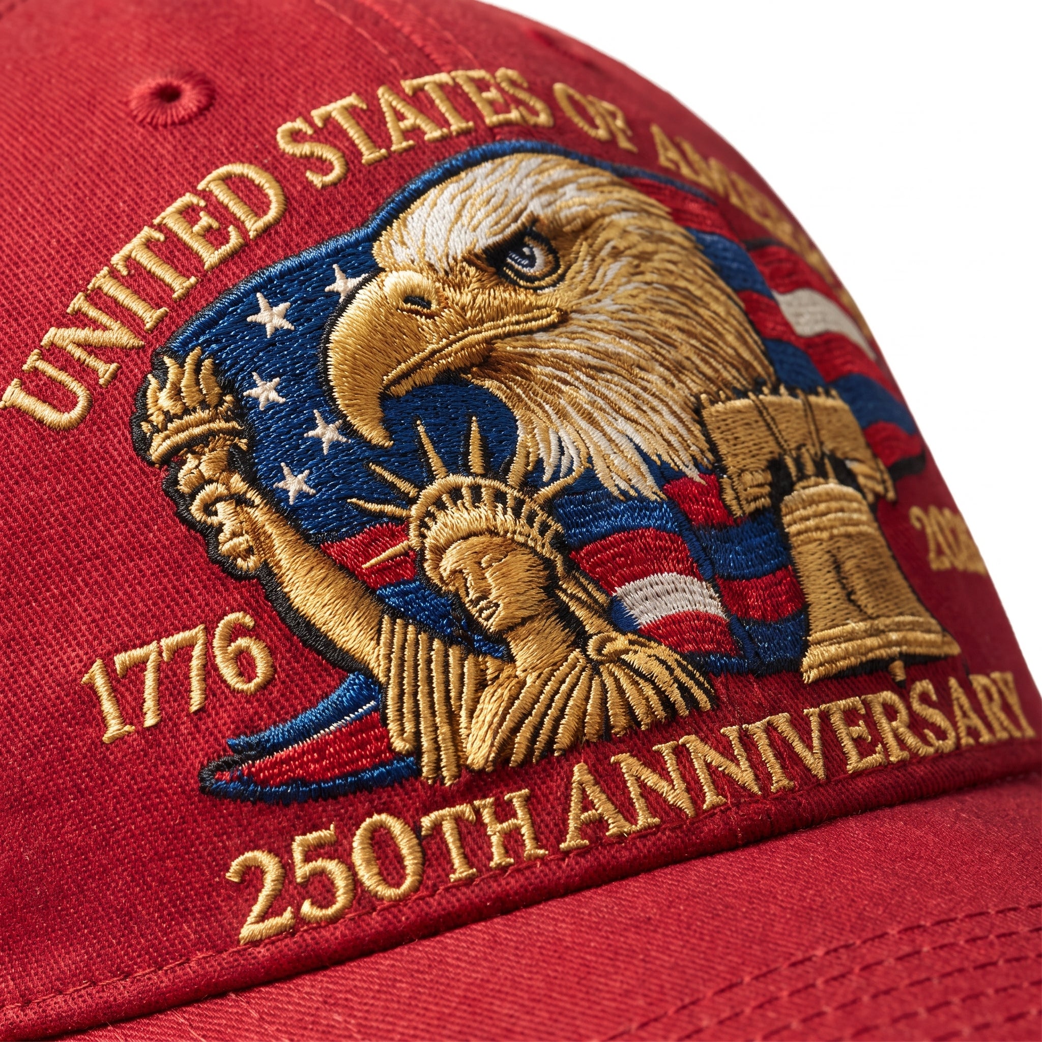 Baseball Cap Dad Hat Patriotic Embroidered United States Flag - detail