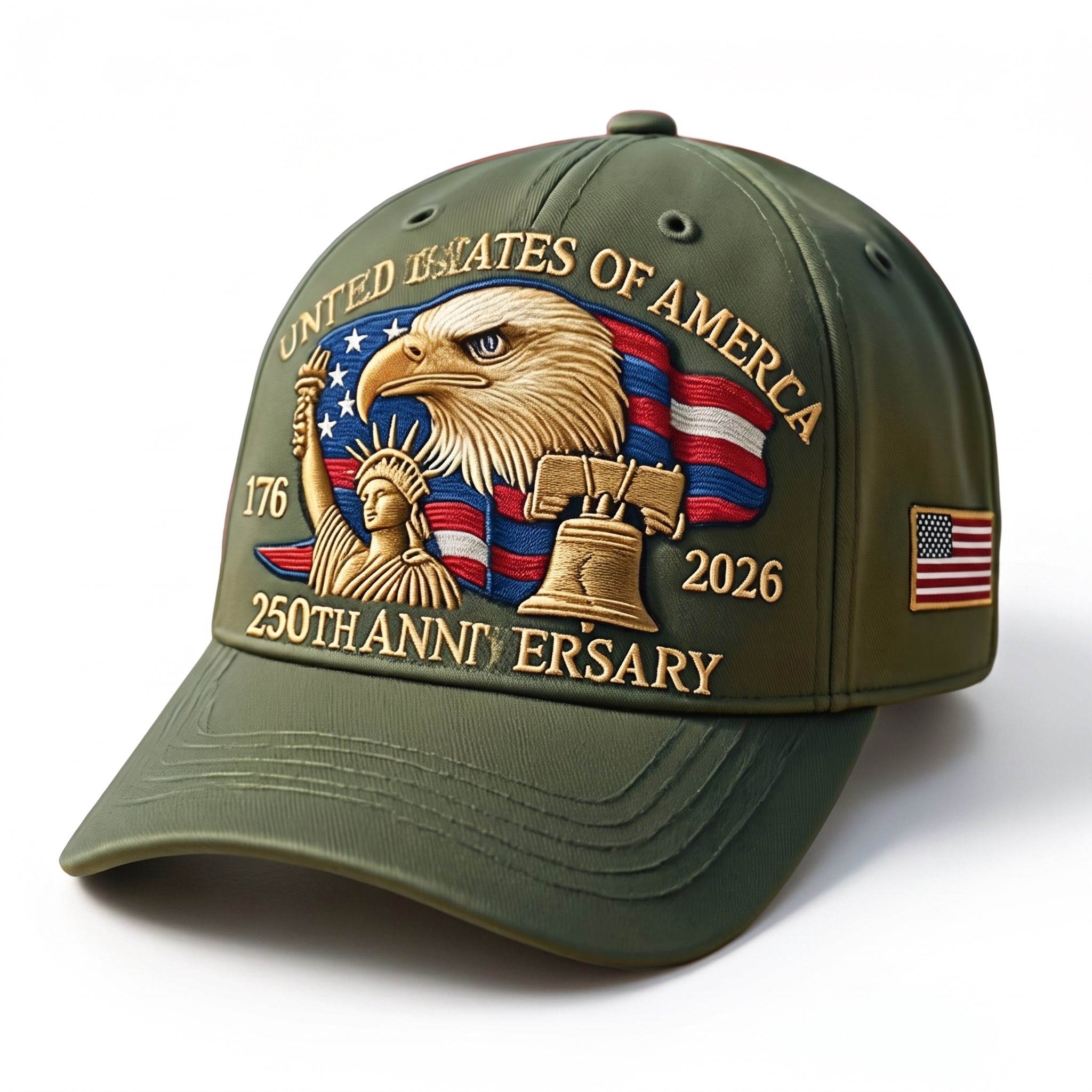 Baseball Cap Dad Hat Patriotic Embroidered United States Flag - studio