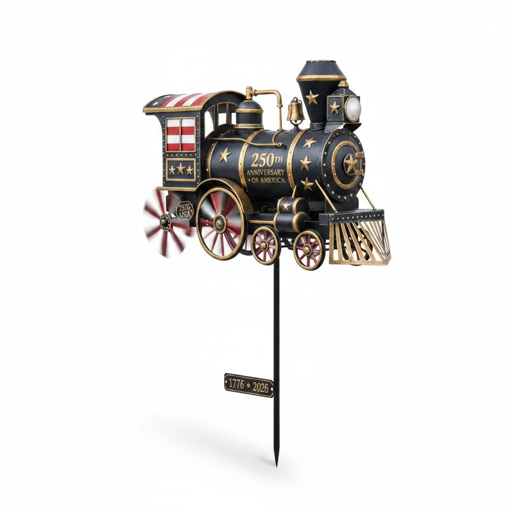 train garden wind spinner product photo on white background
