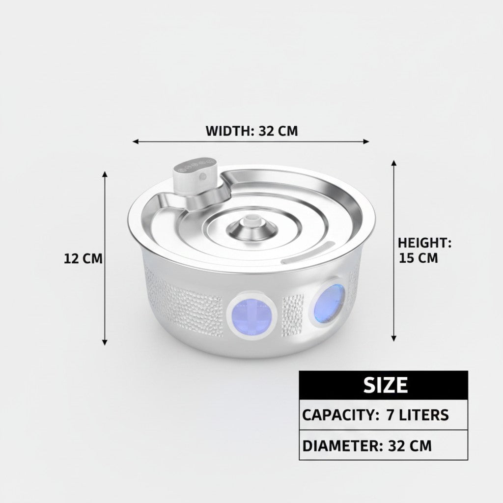 pet water fountain dimensions and size guide