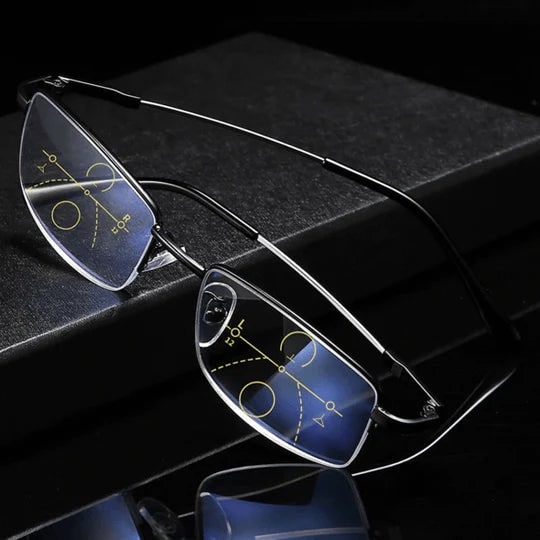 Photochromic Progressive Eyeglasses With Blue Light Filter And Metal Frame - Image 1