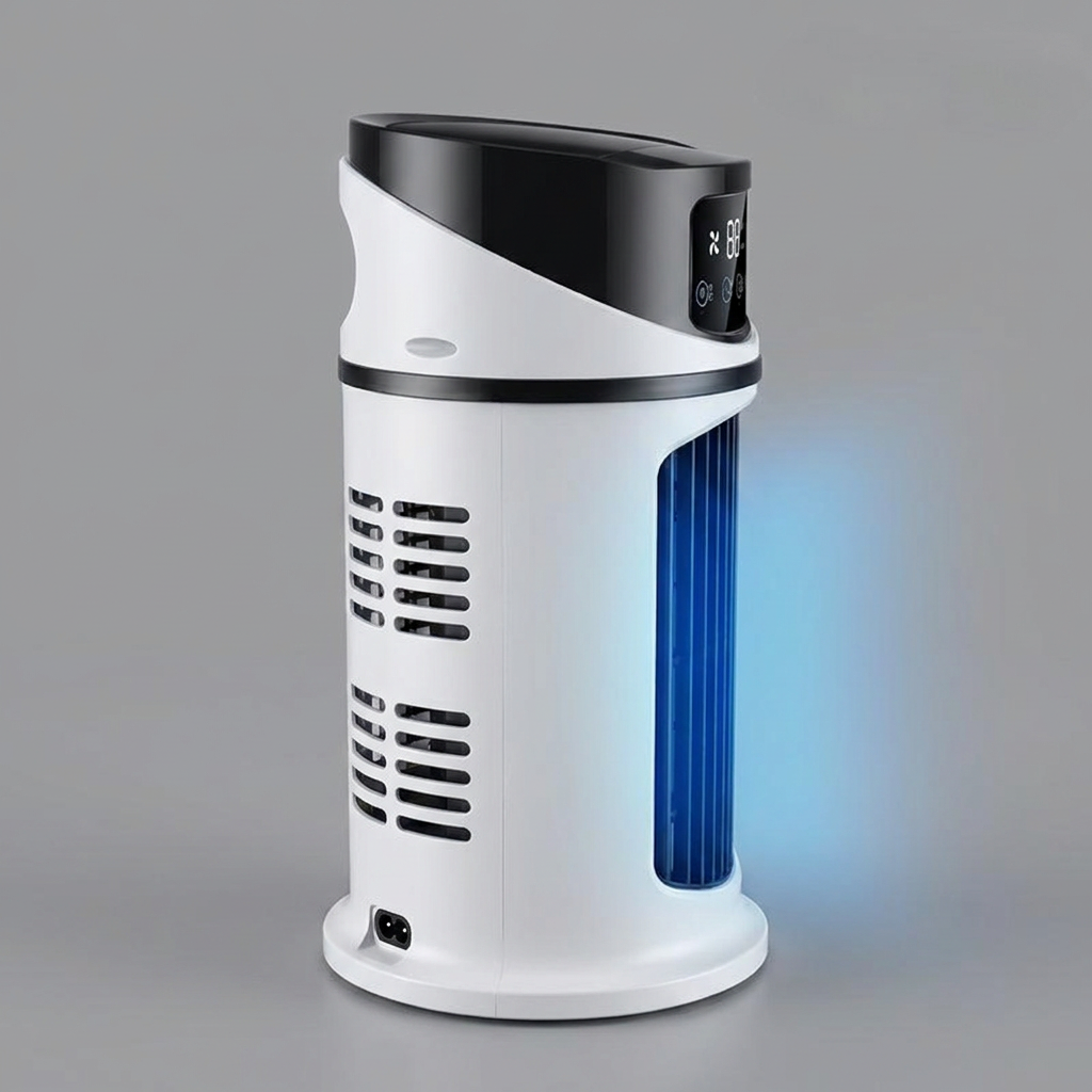 Portable Air Cooler Mini Air Conditioner Evaporative Cooler Desk - angle