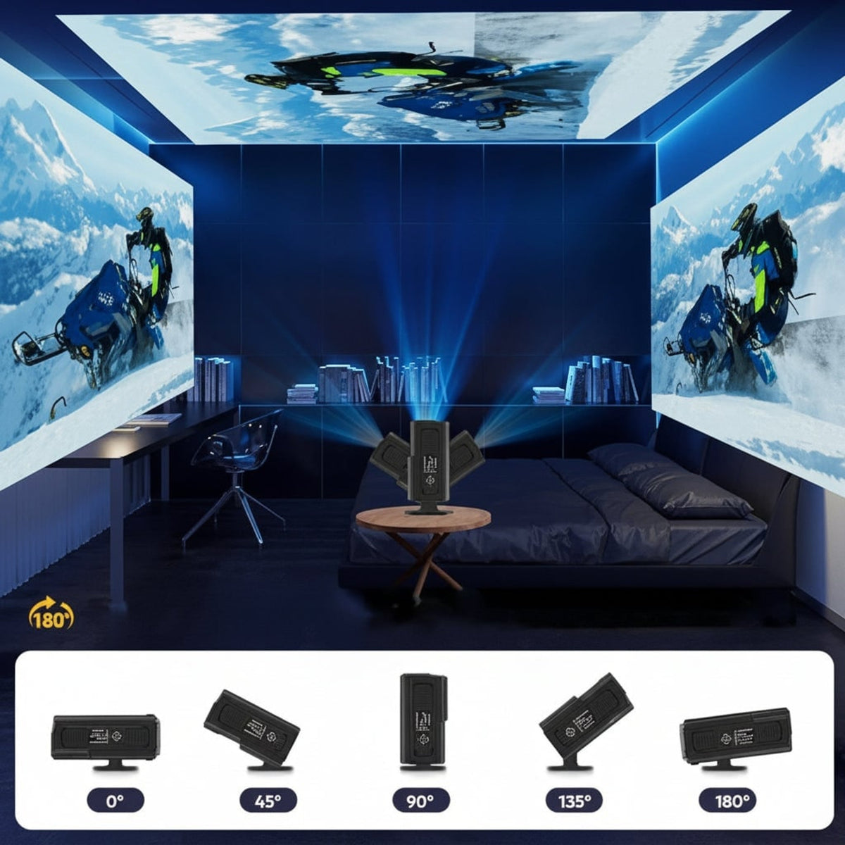 Portable Mini Smart Projector With Rotating Stand 4K Support And Built-In Apps - Image 6