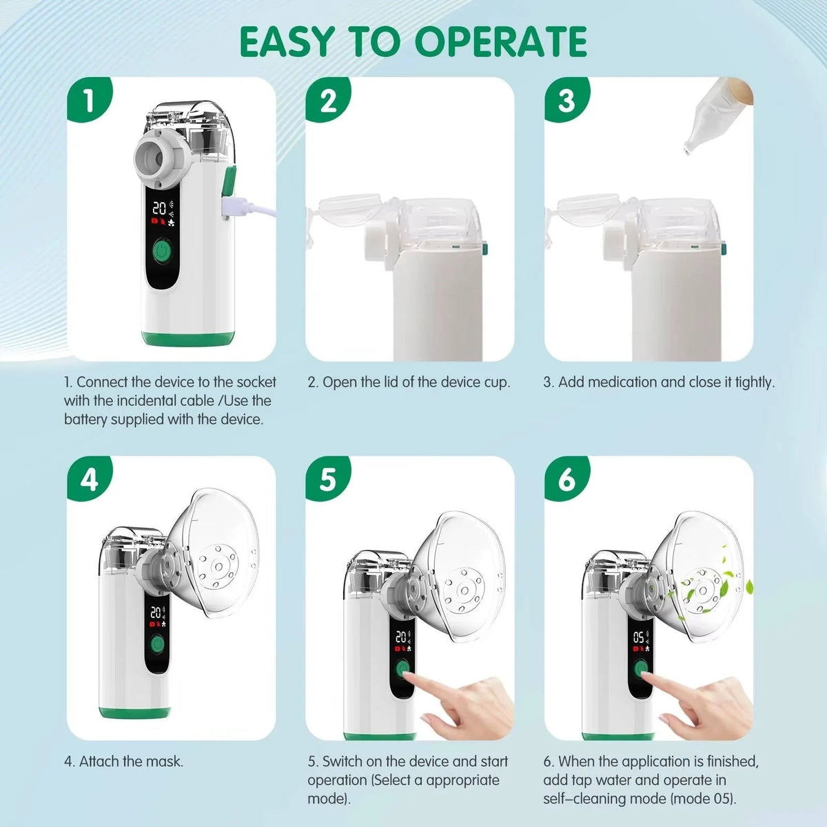 Portable Nebulizer With Ultrafine Mist USB Rechargeable & Whisper-Quiet Operation - Image 6