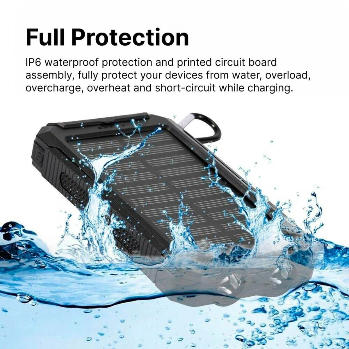 Portable Solar Charger Power Bank With Dual USB Ports And LED Flashlight - Image 5