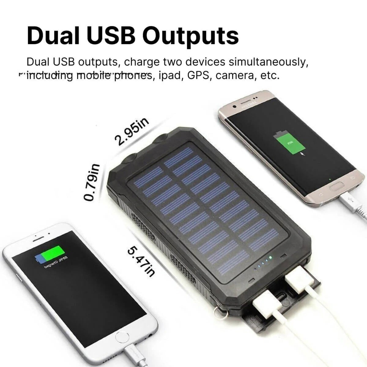 Portable Solar Charger Power Bank With Dual USB Ports And LED Flashlight - Image 11