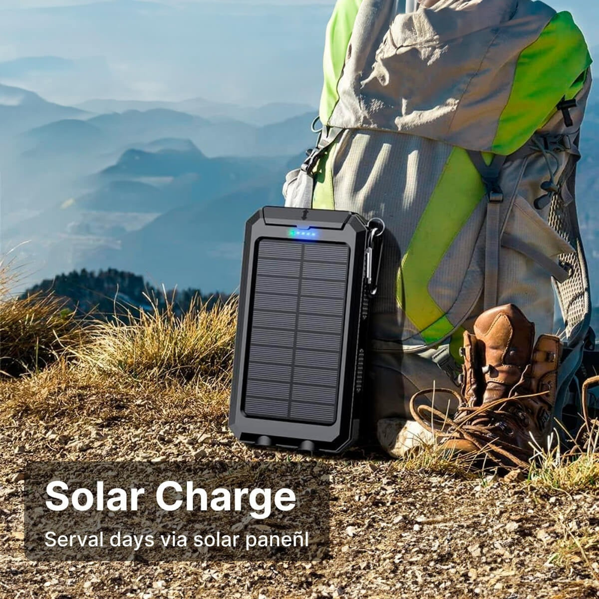 Portable Solar Charger Power Bank With Dual USB Ports And LED Flashlight - Image 7