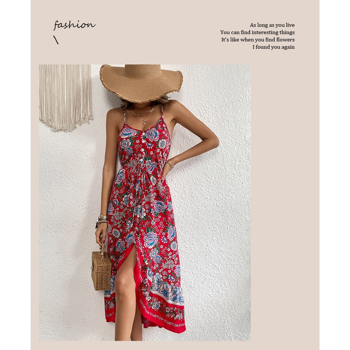 Printed Dress with Flattering Asymmetric Skirt and Side Slit - Image 3