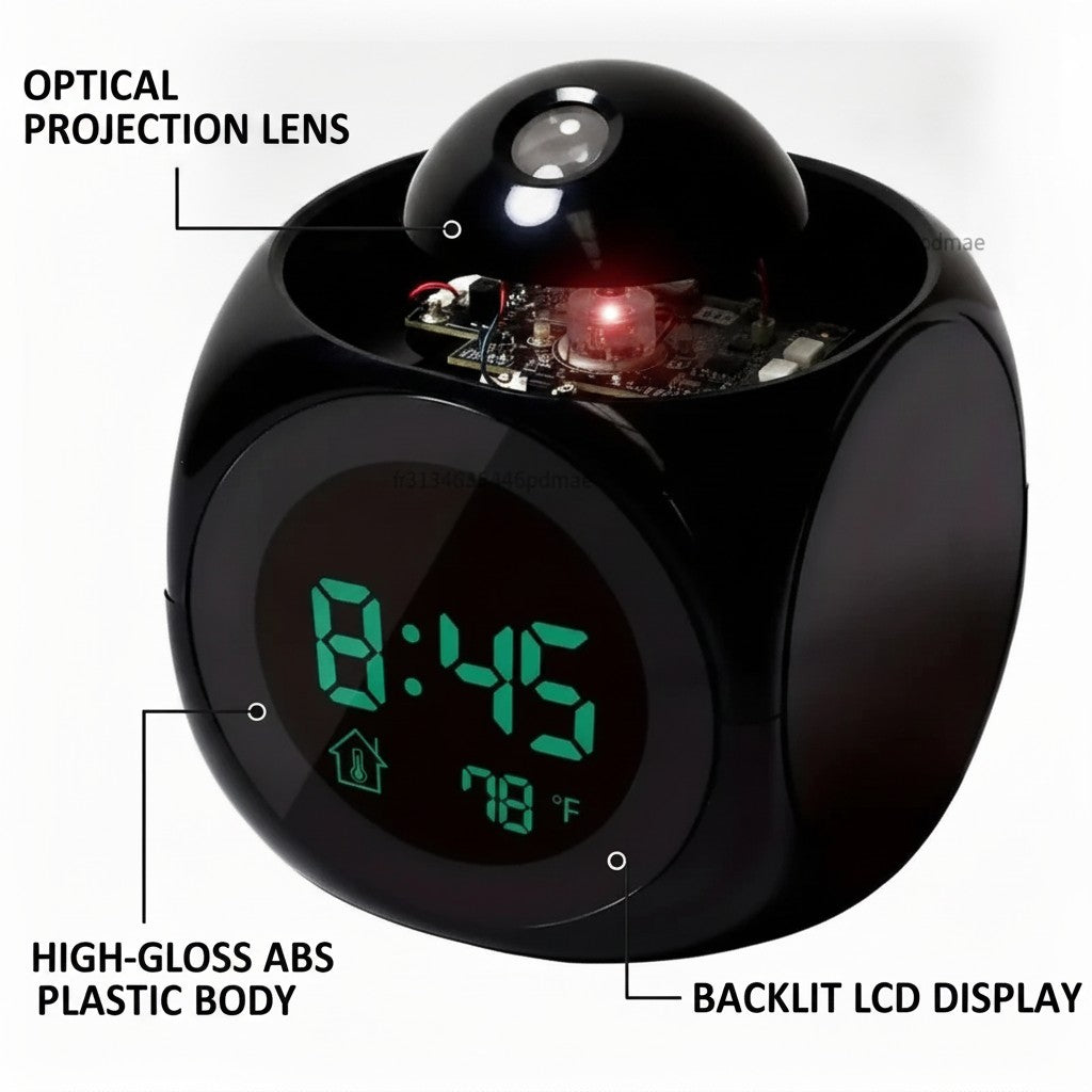 projection alarm clock close-up construction and materials