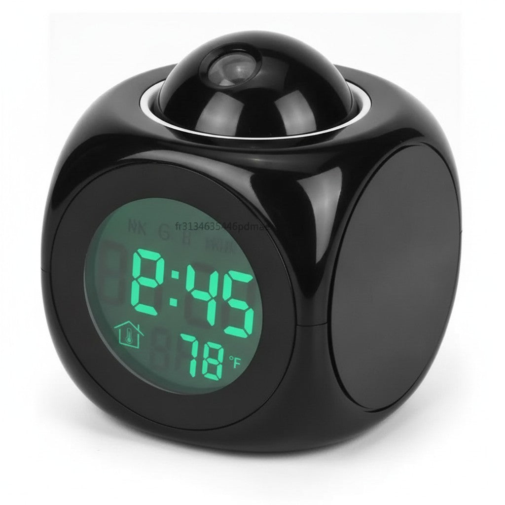 projection alarm clock product photo on white background