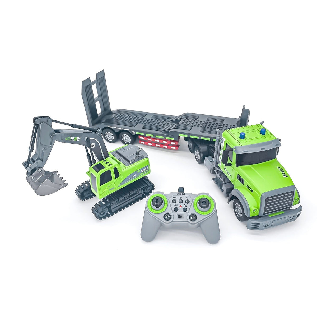 RC Construction Vehicle Set With Detachable Trailer And Die-Cast Metal Digger - Image 2