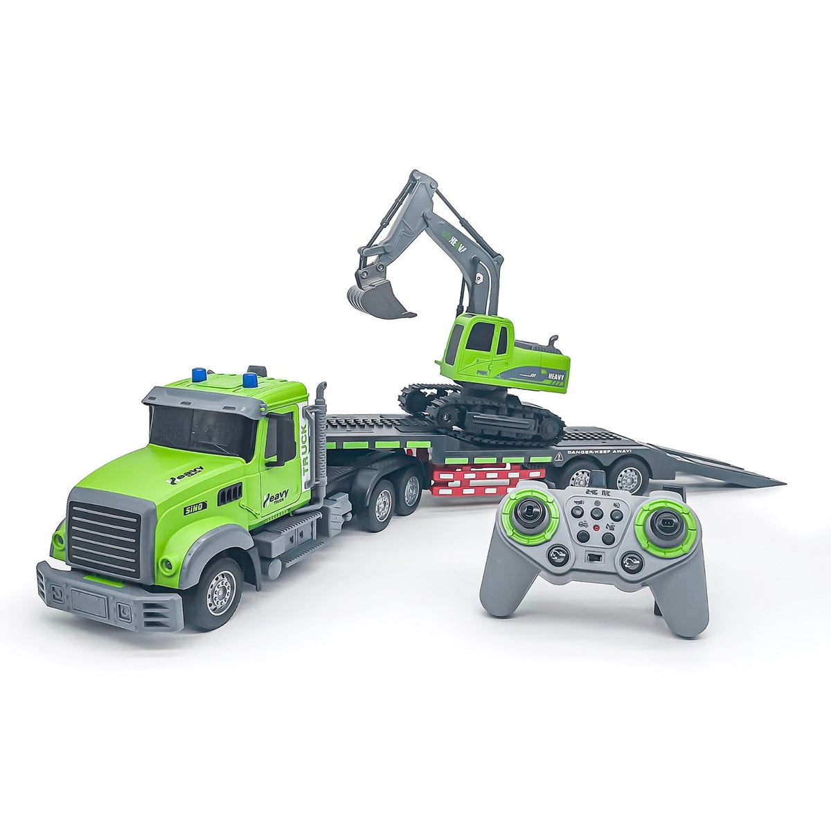 RC Construction Vehicle Set With Detachable Trailer And Die-Cast Metal Digger - Image 3