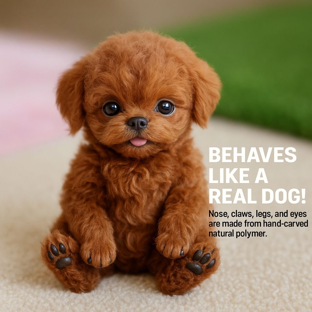 Realistic Robot Puppy Reddish-brown And White Plush - Image 4